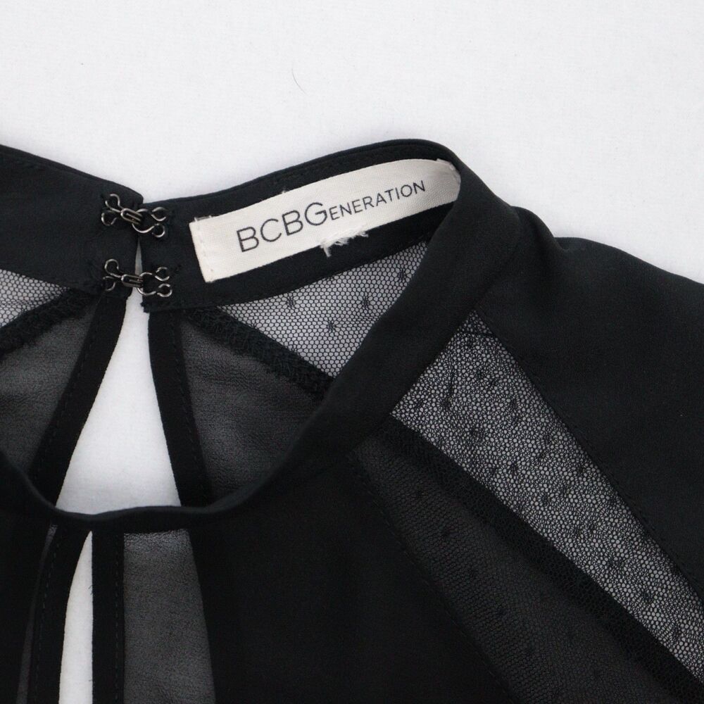 Vintage Y2K 2000s BCBGeneration Black Goth Sheer Lace Long Sleeve Blouse Medium - Picture 4 of 9